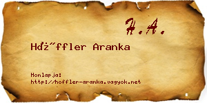 Höffler Aranka névjegykártya